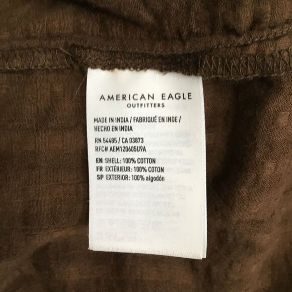 AMERICAN EAGLE Women's Chocolate Brown Boho Oversized Button Front Top XS Fall - Picture 7 of 7